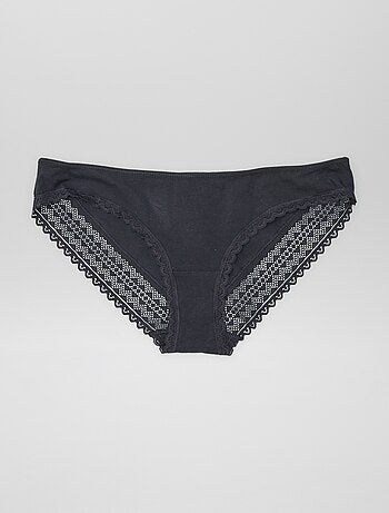 Set di 3 slip in cotone e pizzo