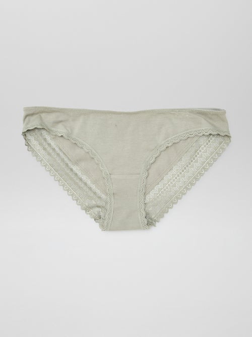 Set di 3 slip in cotone e pizzo - Kiabi Set di 3 slip in cotone e pizzo - Kiabi