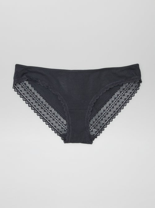 Set di 3 slip in cotone e pizzo - Kiabi Set di 3 slip in cotone e pizzo - Kiabi