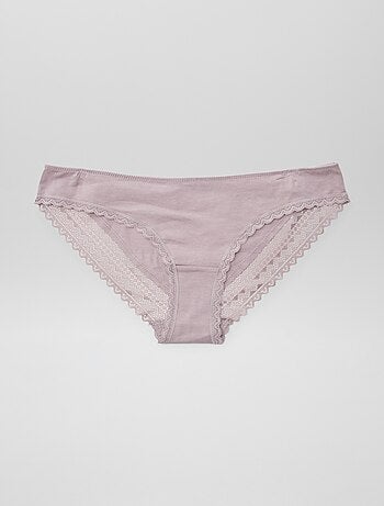 Set di 3 slip in cotone e pizzo