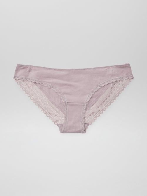 Set di 3 slip in cotone e pizzo - Kiabi Set di 3 slip in cotone e pizzo - Kiabi