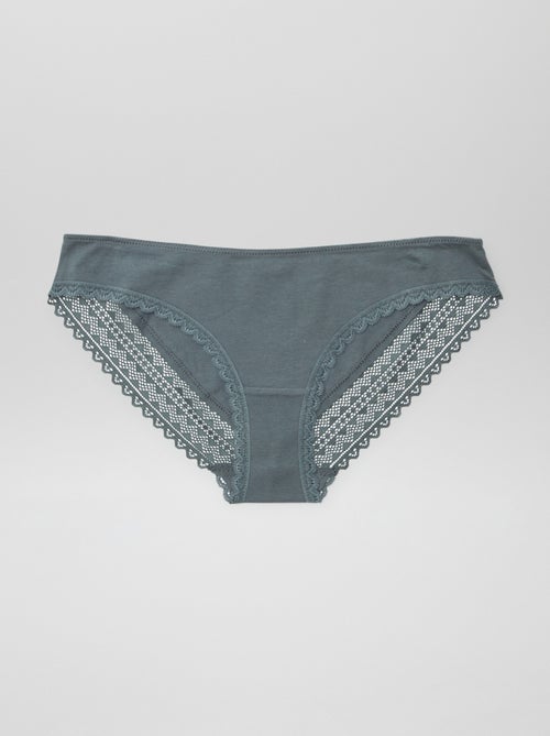 Set di 3 slip in cotone e pizzo - Kiabi Set di 3 slip in cotone e pizzo - Kiabi