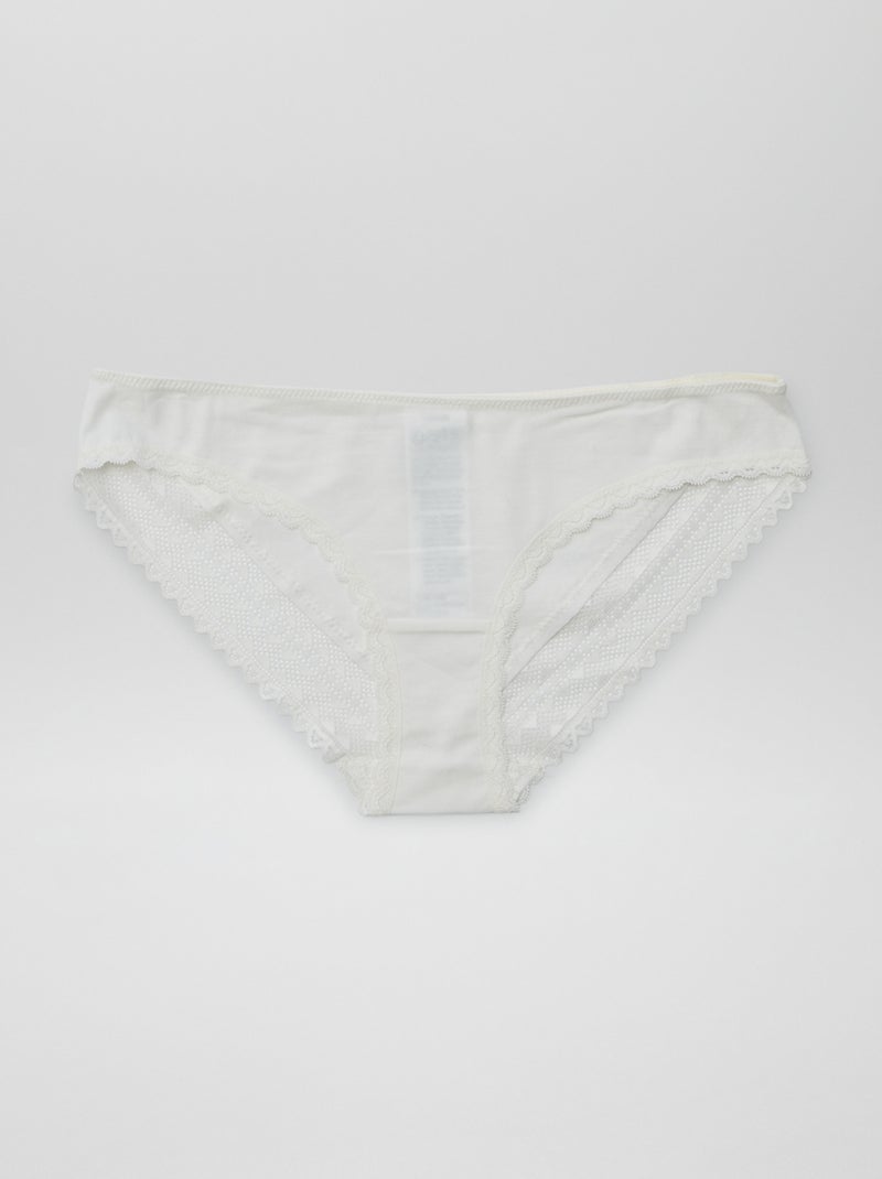 Set di 3 slip in cotone e pizzo ROSA - Kiabi