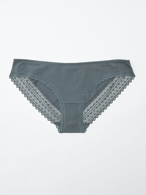 Set di 3 slip in cotone e pizzo - Kiabi Set di 3 slip in cotone e pizzo - Kiabi