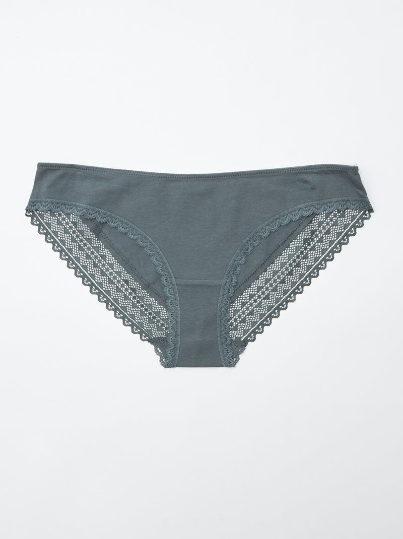 Set di 3 slip in cotone e pizzo ROSA - Kiabi