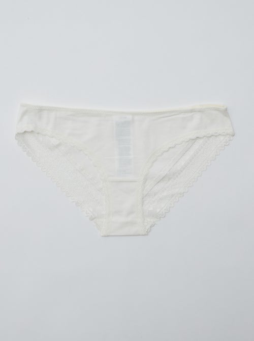 Set di 3 slip in cotone e pizzo - Kiabi Set di 3 slip in cotone e pizzo - Kiabi