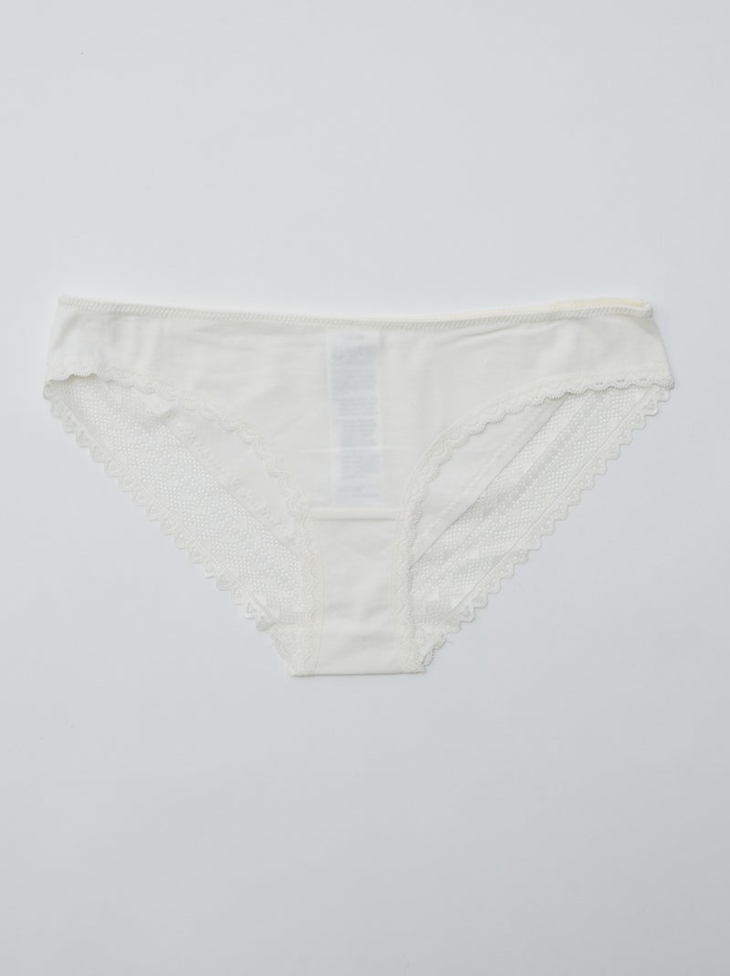 Set di 3 slip in cotone e pizzo ROSA - Kiabi