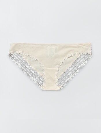 Set di 3 slip in cotone e pizzo