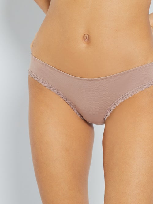 Set di 3 slip in cotone e pizzo - Kiabi