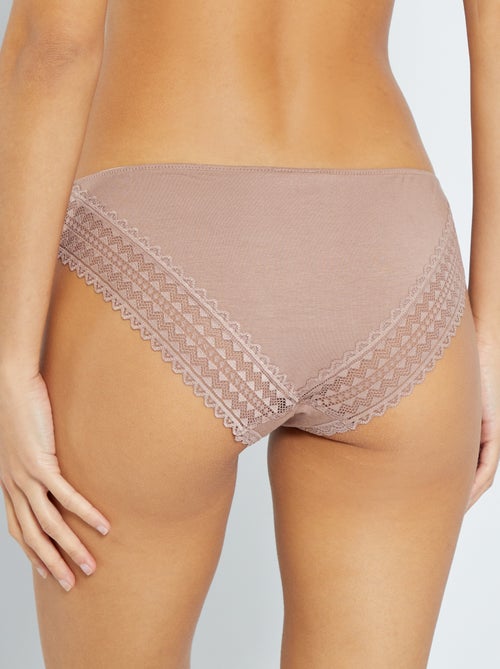 Set di 3 slip in cotone e pizzo - Kiabi