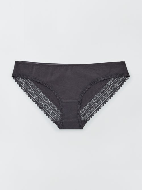 Set di 3 slip in cotone e pizzo - Kiabi Set di 3 slip in cotone e pizzo - Kiabi