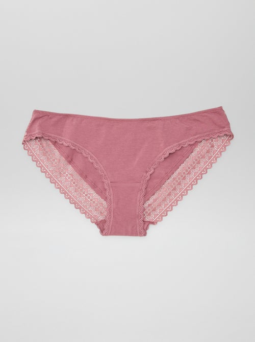 Set di 3 slip in cotone e pizzo - Kiabi