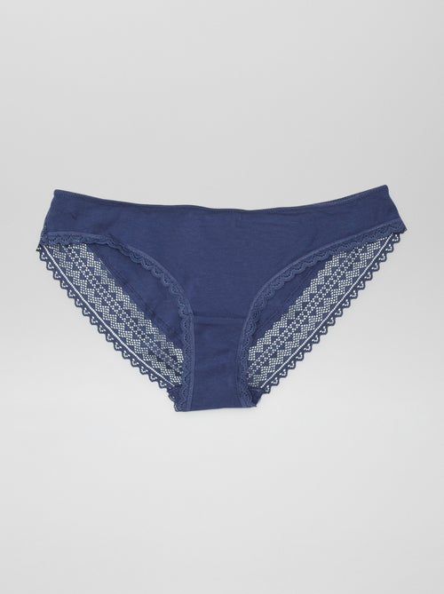 Set di 3 slip in cotone e pizzo - Kiabi