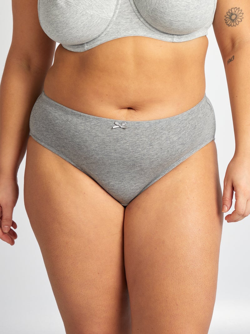 Set di 3 slip in cotone stretch GRIGIO - Kiabi