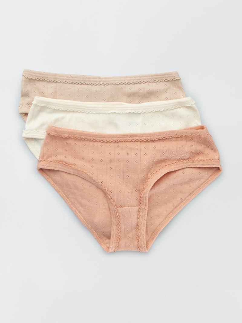 Set di 3 slip in maglia punto legaccio BEIGE - Kiabi