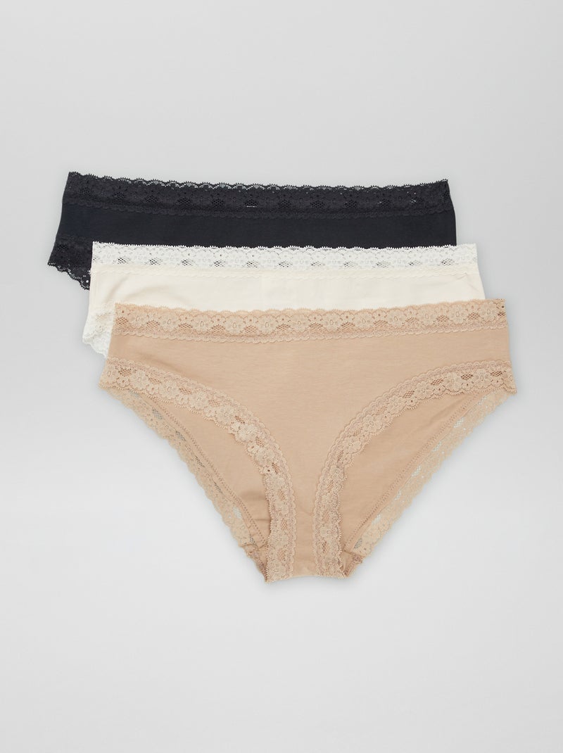 Set di 3 slip in pizzo BEIGE - Kiabi