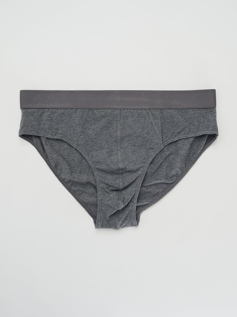 Set di 3 slip tinta unita GRIGIO - Kiabi