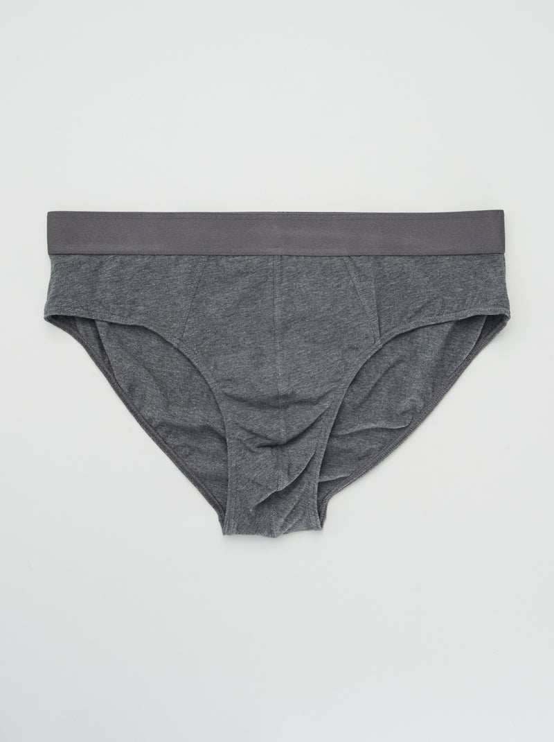 Set di 3 slip tinta unita GRIGIO - Kiabi