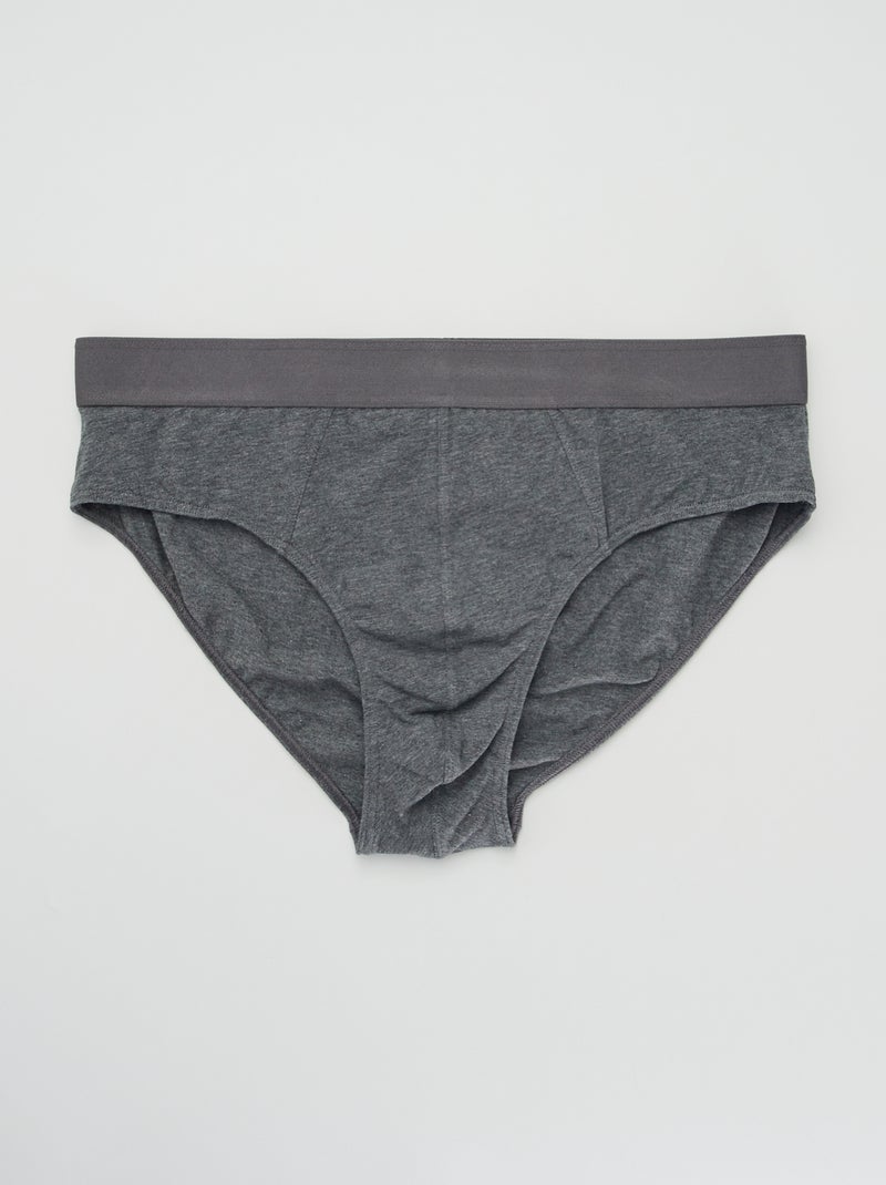 Set di 3 slip tinta unita GRIGIO - Kiabi