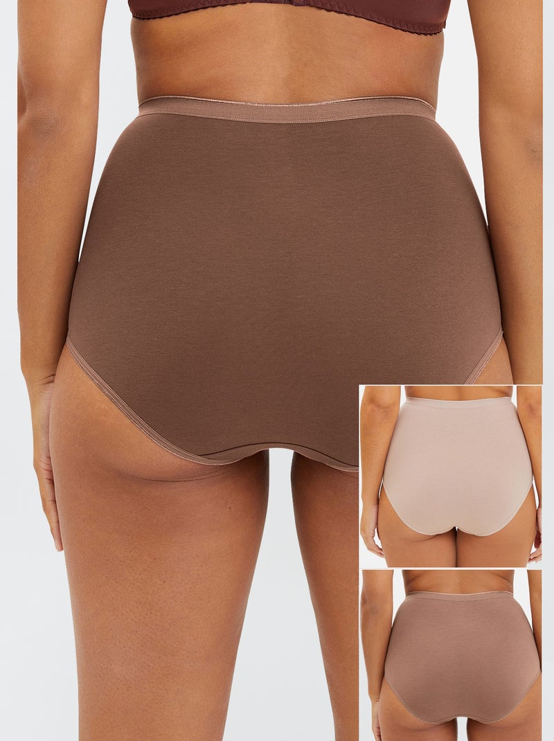 Set di 3 slip vita alta 'Sans Complexe' MARRONE - Kiabi