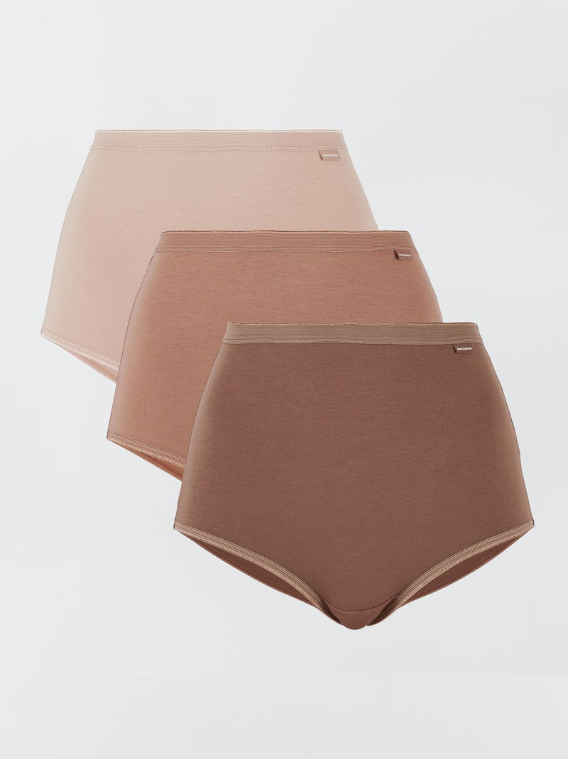 Set di 3 slip vita alta 'Sans Complexe' MARRONE - Kiabi