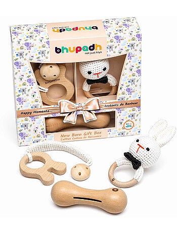 Set di 3 sonagli in cotone e legno naturale | SEVIRA KIDS