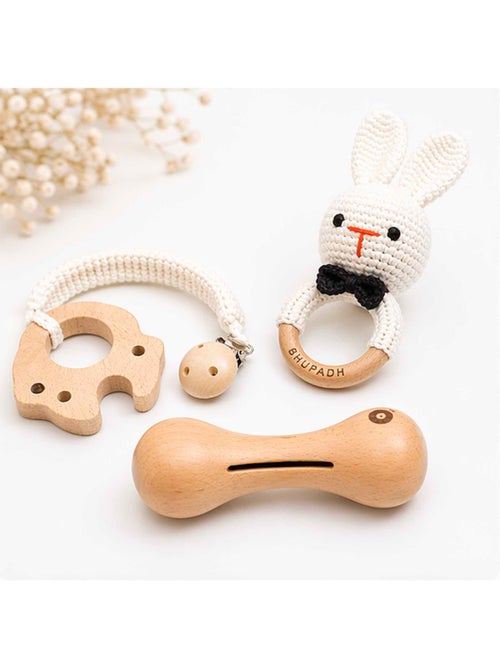 Set di 3 sonagli in cotone e legno naturale | SEVIRA KIDS - Kiabi