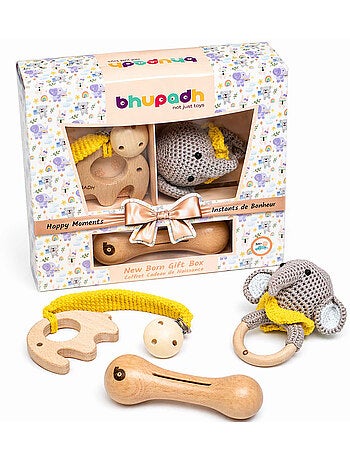 Set di 3 sonagli in cotone e legno naturale | SEVIRA KIDS