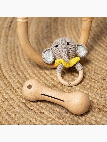 Set di 3 sonagli in cotone e legno naturale | SEVIRA KIDS
