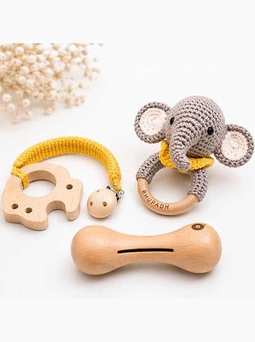 Set di 3 sonagli in cotone e legno naturale | SEVIRA KIDS - Kiabi