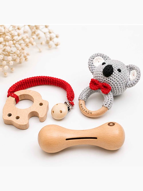 Set di 3 sonagli in cotone e legno naturale | SEVIRA KIDS - Kiabi