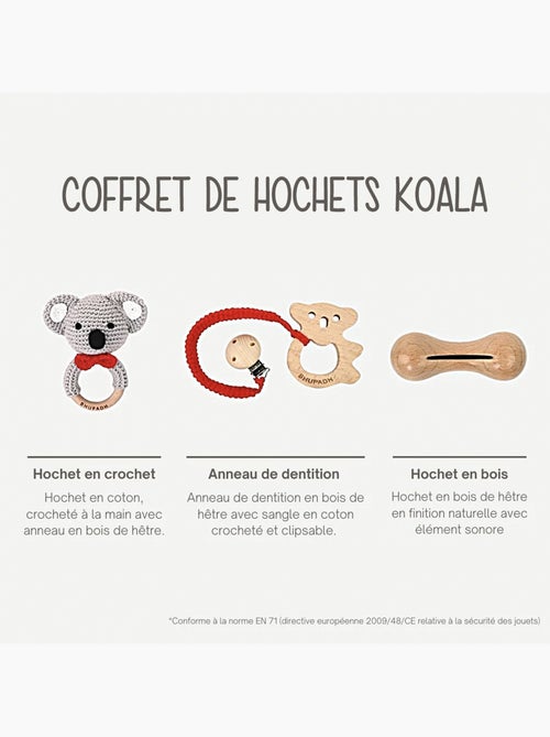 Set di 3 sonagli in cotone e legno naturale | SEVIRA KIDS - Kiabi