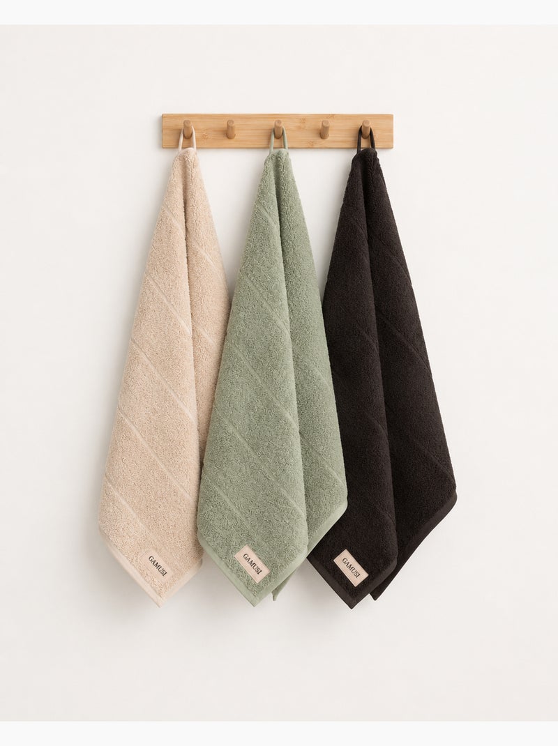Set di 3 strofinacci da cucina 100% cotone, colori assortiti, tessuto spugna - Gamusi. Bianco / Nero / Verde - Kiabi