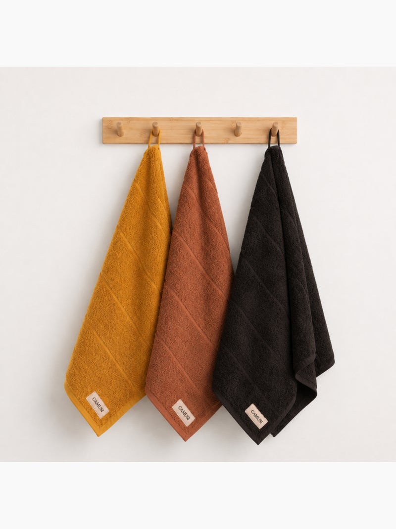 Set di 3 strofinacci da cucina 100% cotone, colori assortiti, tessuto spugna - Gamusi. Marrone cioccolato - Kiabi