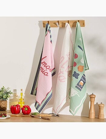 Set di 3 strofinacci della pasta 70x45cm in cotone