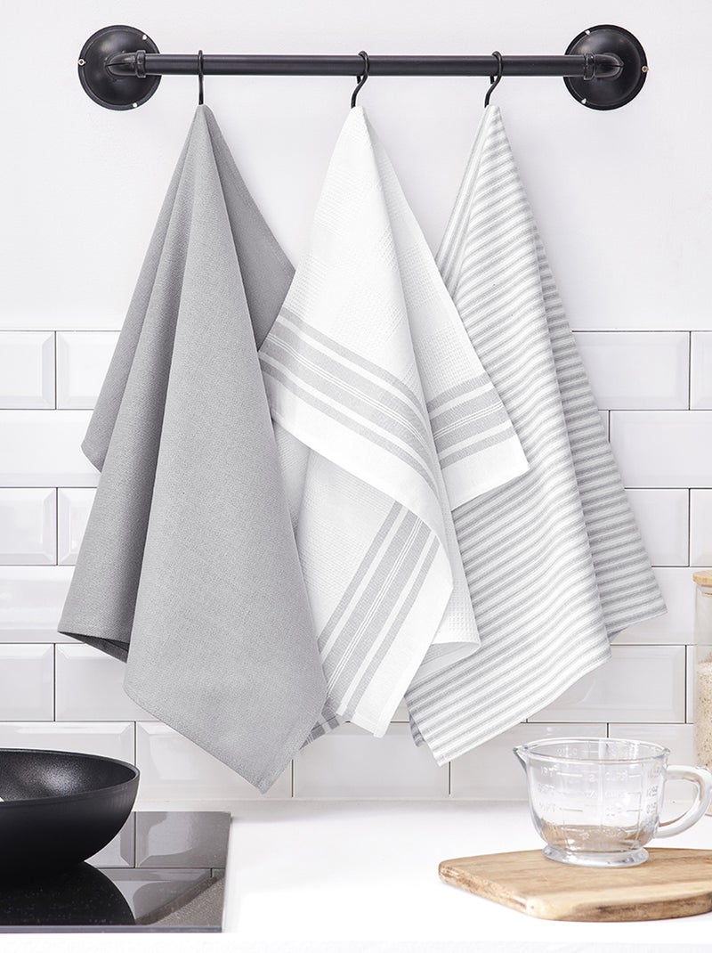 Set di 3 strofinacci extra assorbenti in cotone GRIGIO - Kiabi