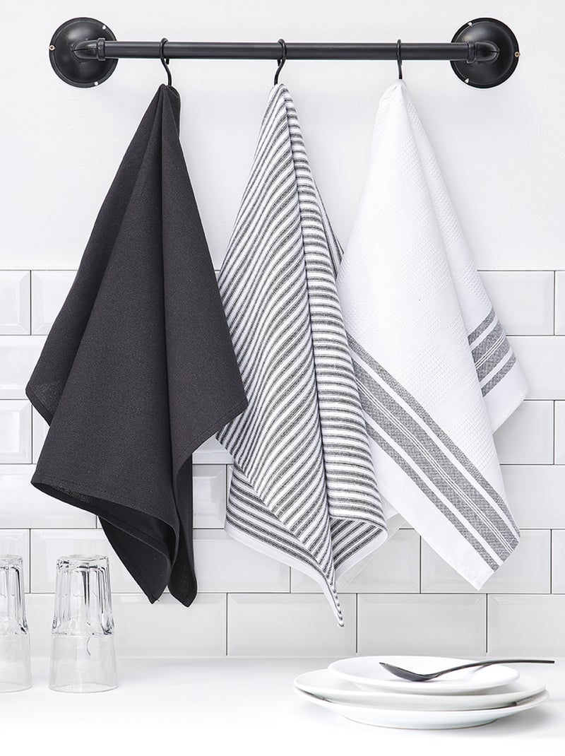 Set di 3 strofinacci extra assorbenti in cotone NERO - Kiabi