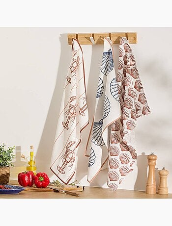 Set di 3 strofinacci oceania 70x45cm in cotone