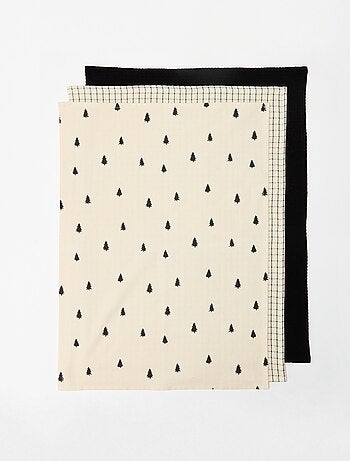 Set di 3 strofinacci stampati Natale in cotone 50x70 cm