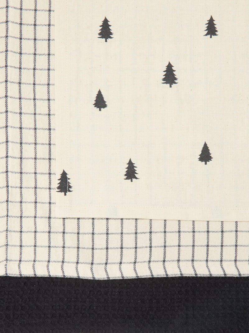 Set di 3 strofinacci stampati Natale in cotone 50x70 cm Nero - Kiabi