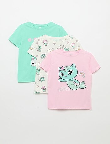 Set di 3 T-shirt a maniche corte "Gabby e la casa magica
