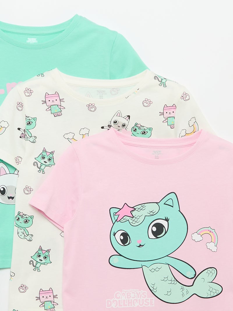 Set di 3 T-shirt a maniche corte "Gabby e la casa magica" Rosa - Kiabi