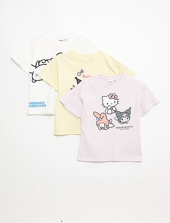 Set di 3 t-shirt a maniche corte 'Kuromi' in cotone