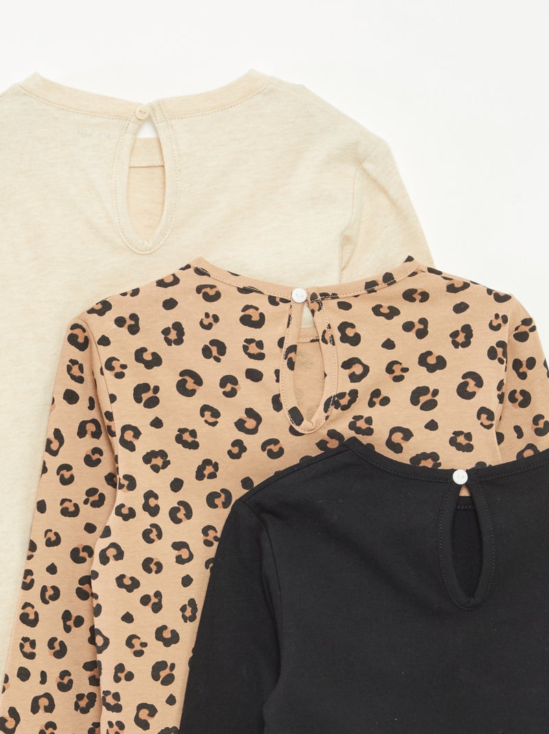Set di 3 t-shirt a maniche lunghe Beige - Kiabi