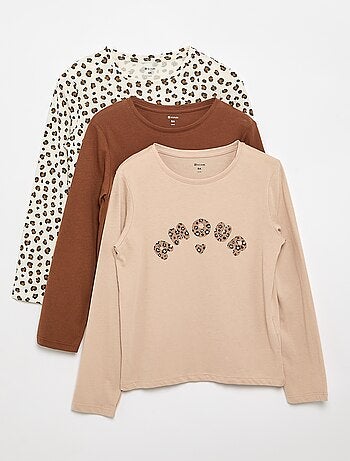 Set di 3 T-shirt a maniche lunghe