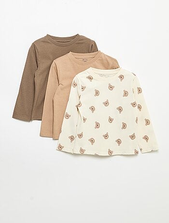 Set di 3 t-shirt a maniche lunghe