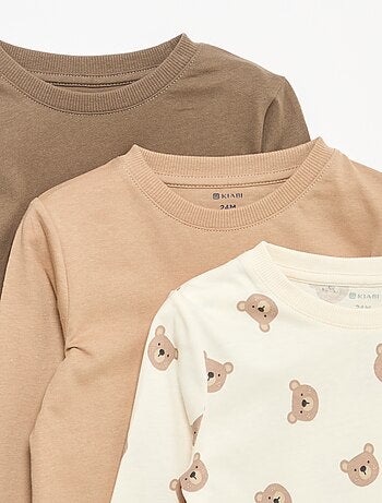 Set di 3 t-shirt a maniche lunghe