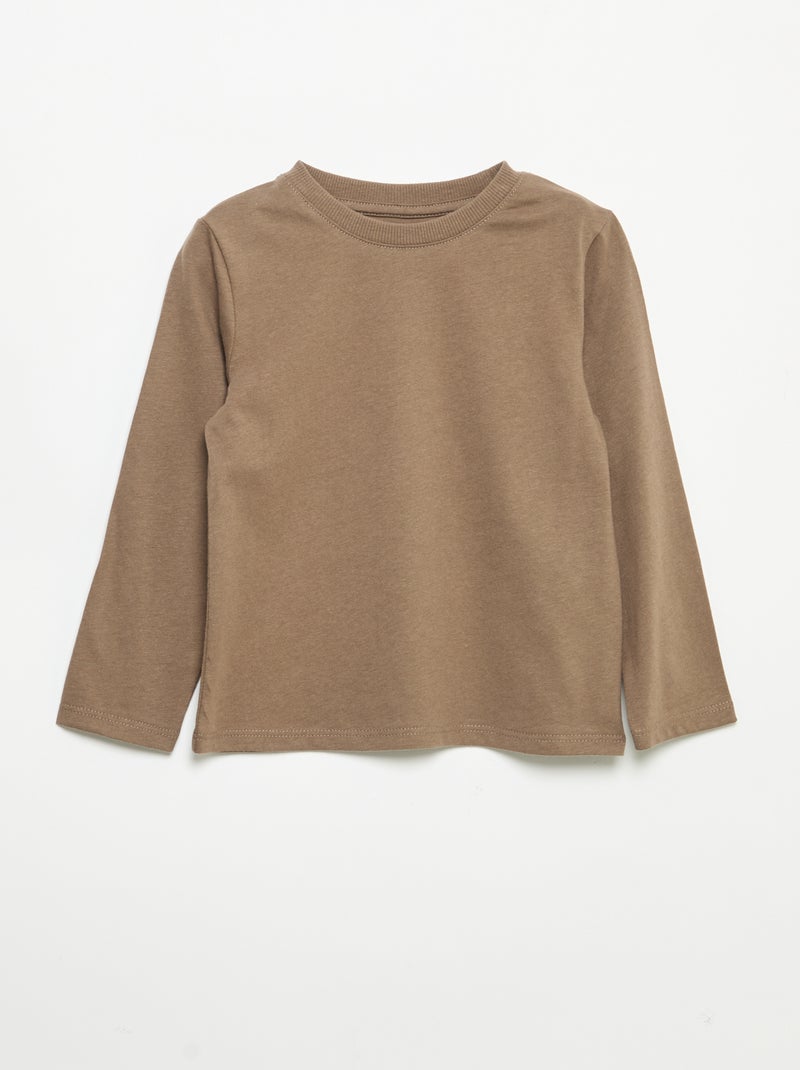 Set di 3 t-shirt a maniche lunghe Beige - Kiabi