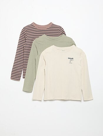 Set di 3 T-shirt a maniche lunghe