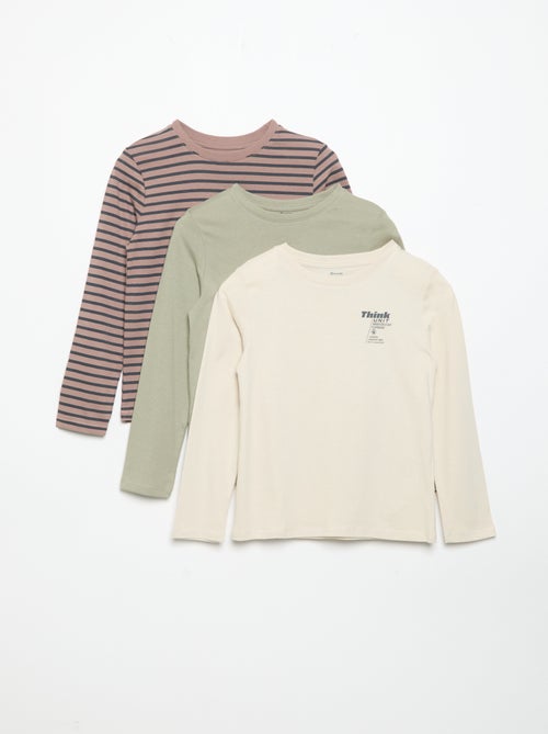 Set di 3 T-shirt a maniche lunghe - Kiabi Set di 3 T-shirt a maniche lunghe - Kiabi